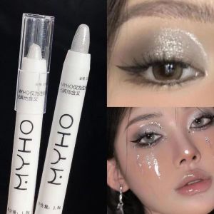 JPTD Matte Pearlescent White Highlight Pen Eyeliner Gel Pen Cosmetics Women Eyes Makeup Tool Lying Silkworm Pencil Glitter Eyeshadow Pen Diamond Silkworm Pencil White Highlighter Pencil
