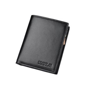 CSONLINEMALL Men Card Holder Short Wallet PU Leather Trifold Wallets for Man