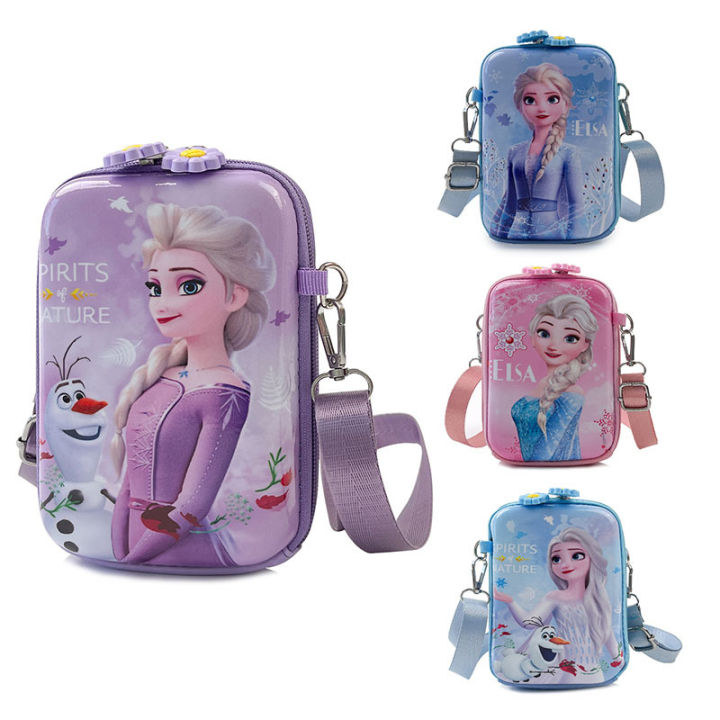 Children Girls Cartoon Elsa Print Shoulder Bags Waterproof Coin Purse ...