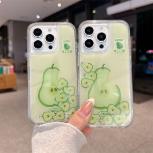 Floating Pear Phone Case for iPhone 15 16 Pro Max Back Cover Decoration Liquid para Funda Summer Dynamic Fruit Hard Housing Capa