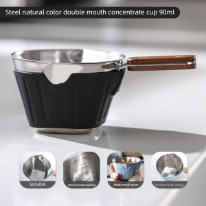 BINCOO Espresso Measuring Cup Coffee Stainless Steel with Scale Espresso Mug Scalable Coffee Extraction Mug Catch Cup Coffee Accessories 90ML