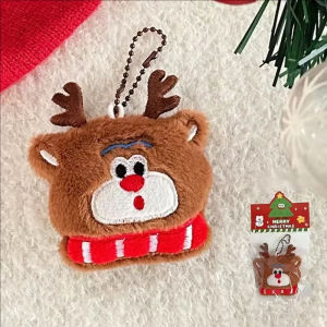 Kawaii Christmas Plush Keychain Cartoon Santa Claus Xmas Tree Snowman Elk Doll Stuffed Toys Bag Charm Pendant Christmas Gift