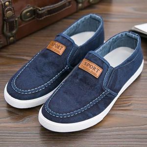 Kanvas Musim Luruh Lelaki Kasut Kasut Bernafas Kasual Flat Slip Pada Loafers Moccasins Kasut Lelaki Dewasa Denim