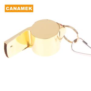 【CANAMEK】 Gold Stainless Steel Rope Whistle Hanging Neck Outdoor Lifesaving Whistle