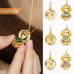 【PCWFKef】 Phong cách retro bốn lá cỏ ba lá hình trái tim ếch mở và đóng vòng cổ mặt dây chuyền vòng cổ thời trang trang sức phụ kiện Quà Tặng