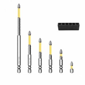 TIMES LORD 6Pcs Non-slip ic Screwdriver Bit Strong ic High Hardness Cross Screwdriver 25-150 Mm with Base Batch Head Power Tools