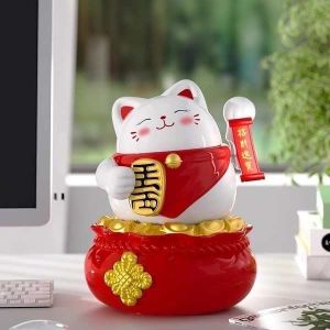 โมเดลเรียกทรัพท์ แมวกวักนำโชค เสริมดวง พร้อมกล่องพลาสติก ใช้พลังงานแสงแดด มีหลายแบบให้เลือก ราคาถูก