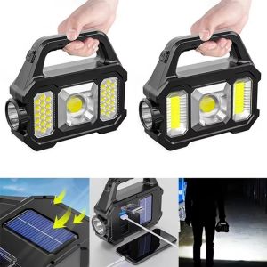 EKILLERLY Waterproof Solar Searchlight COB Technology Zoomable Handheld Flashlight Work Light Solar Charging Camping Work Light Camping