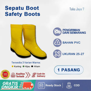 Sepatu Boots Pendek Hitam Hijau Kuning Karet Ringan Anti Slip Pelindung Kaki Terlaris