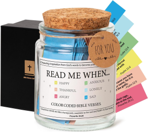 Bible Verse Jar Read Me When Bible Verses Jar for Emotions and Feelings Glass Prayer & Hope Jar with 90Pcs Verse Notes & Gift Box Christian Gifts Church Biblical Faith Based Gift