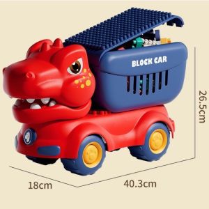 Xe ô tô đồ chơi khủng long vịt máy xúc chở 124 chi tiết cho bé lắp ráp sáng tạo