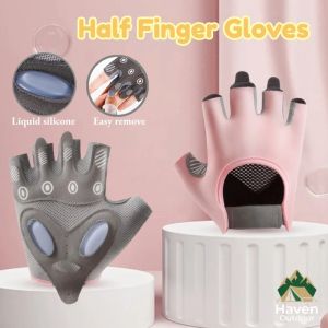 Fitness Gloves Breathable Non Slip Silicone Grip Workout Cycling Gym Training Half Finger
