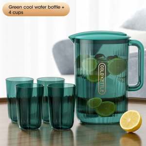 กาต้มน้ำเก็บความเย็นขนาดใหญ่2000มล. พร้อมถ้วย4ใบแก้วดื่มเสิร์ฟเหยือกตู้เย็นโถใส่น้ำอ่างแก้วเลี้ยงปลาขนาดเล็กห้องครัวเหยือกอุ่นและเย็น