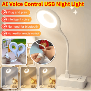AI Voice Control USB Night Light USB Induction Atmosphere Lamp LED Table Lamp Sensor Lamp