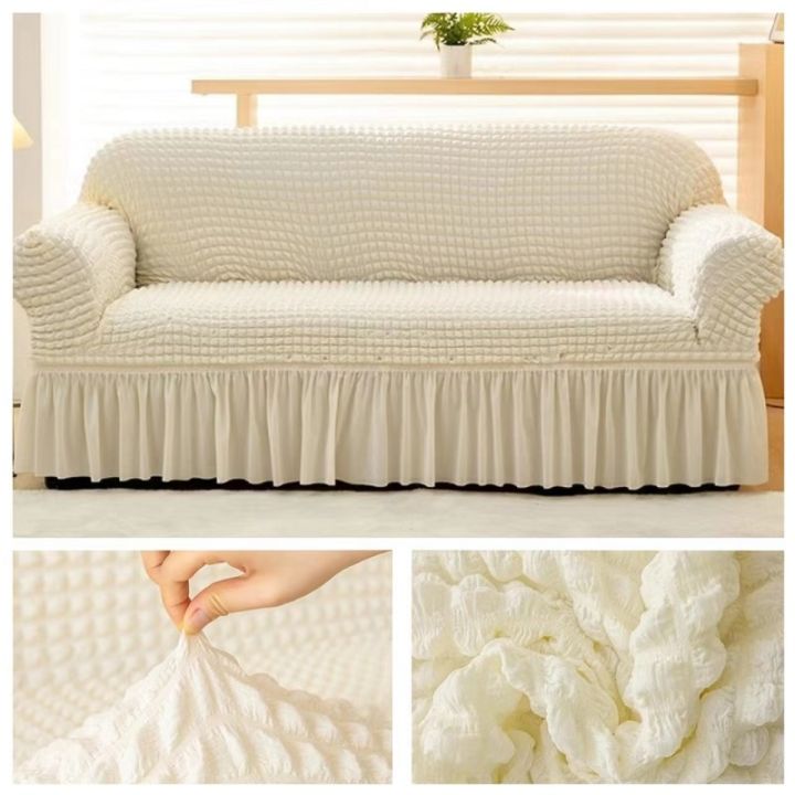 1/2/3/4 Seater Seersucker Sofa Slipcover High Stretch Couch Cover Thick