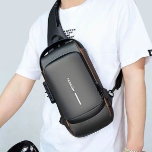 high-end USB charging waterproof anti-theft bag for mens sling bag mens password lock chest bag mens waist bag mens multifunctional shoulder bag mens crossbody bag