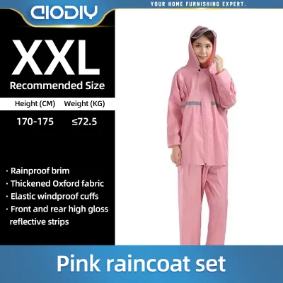 AIODIY Raincoat motorcycle Waterproof for men adult reflective strip Rainstorm with transparent faceshield Thickening Split Type Rain Pants