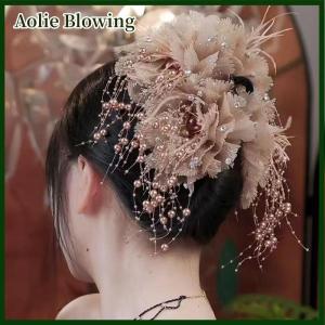 Aolie Elegant Mesh Flower Hair Claw For Women Elegant Tassel Shark Clip Fashion Girl Hair Accessories