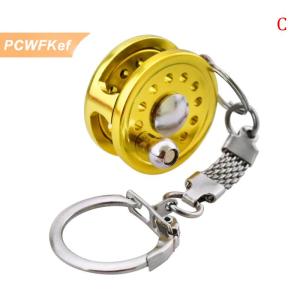 【PCWFKef】 รอกตกปลาทำจากโลหะผสม1ชิ้นพวงกุญแจพวงกุญแจรอกตกปลากลางแจ้ง