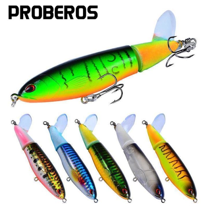 PROBEROS 1PCS Whopper Popper 14.5cm/36g Topwater Fishing Lure Artificial  Propeller Tractor Bait Hard Plopper Soft Rotating Tail Fishing Tackle