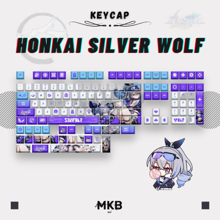 Keycap PBT Honkai Star Rail Castorice Per Tastiera - 123 Tasti Laterali Incisi - Cherry MX