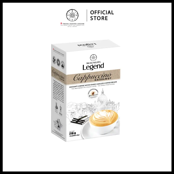 Trung Nguyên Legend - Cà phê hoà tan rang xay Cappuccino Hazelnut - Hộp 12 gói x 18gr ( có sữa)