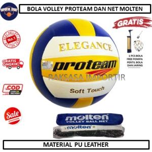 Bola Volly Proteam Elegance Original dan net volly molten - bola berkualitas internasional - bola liga profesional - bola volly/voli/voly empuk