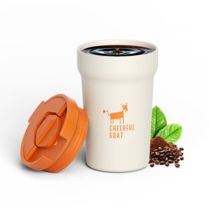 Cheerful Goat Coffee Mug Leakproof Ceramic lnner Liner Coffee Cup Travel Thermal Insulation Tumbler (350ml/12oz)