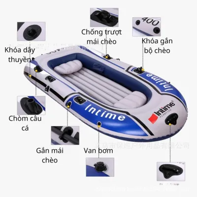 Thuyền Hơi Cao Su 2 Người Có PhaoMái Chèo Thuyền Bơm Hơi Câu Cá 4 Khoang Khí Chống Chìm Xuồng Bơm Hơi