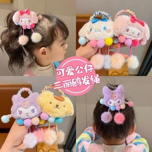 Sanrio Sang Trọng Tóc Cinnamoroll Kuromi Hello Kitty Buộc Tóc Đuôi Ngựa Dây Cao Su Dành Cho Nữ Cô Gái Ngọt Ngào Phụ Kiện Tóc