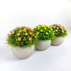 Tanaman Hias Pot Bunga Rumput Soka Bulat Plastik Artificial Ornamen Dekorasi Rumah COD PBP197