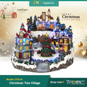 FC616 Christmas Tree Village with illuminated Houses LED Lighted Musical Decor