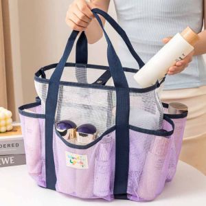 FLOW TOP Multi-pouch Mesh Toiletry Bag Fresh Color Handbag Clothes Storage Bag Casual Cosmetic Bag Hanging Shower Organizer Handbag
