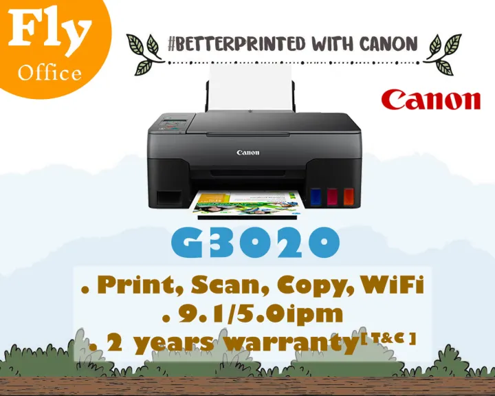 Canon PIXMA G3020 Easy Refillable Ink Tank, Wireless, All-In-One Printer for High Volume Printing G-Series similar with G3010 E470 DCP-J105 DCP-T510W 2676 2776
