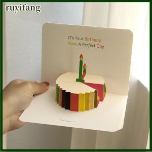 ruyifang 3D Happy Birthday Card Cake Flower Card With Envelope Funny Birthday Card For Women Men Kid Friends Greeting Cards Gift Party