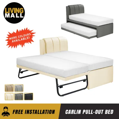 Living Mall Carlin Single and Super Single Pull Out Bed Frame PetFriendly with Mattress Add On