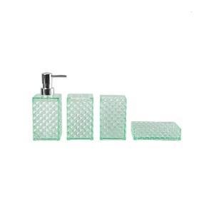 4 Pieces Plastic Bathroom Set with Diamonds Pattern Textured Surfaces Storage Organizers for Vanity Tub Area