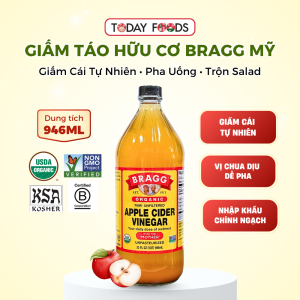 Giấm Táo Hữu Cơ Bragg Mỹ 946ML – Chai Lớn Tiết Kiệm – Giấm Cái Tự Nhiên