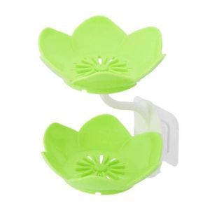 1pc Creative Lotus Shape Soap Box Double Layer Plastic Flower Shape Soap Holder Water Draining Soap Dish Punch Free Mounted Soap Rack Bathroom Accessories