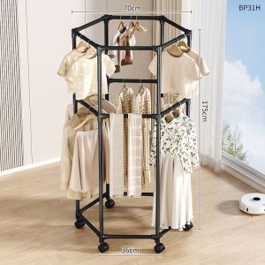 Clothes Drying Rack Storage Floor-Standing with Wheels
