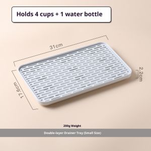 YEYA Khay đựng hai tầng hiện đại có khả năng thoát nước dùng để lưu trữ bếp và bộ trà khay nhựa chống trượt với thiết kế thông gió