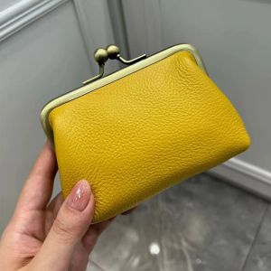 Soft Genuine Cow Leather Metal Frame Kiss Lock Lipstick Wallet Ladies Cowhide Small Organizer Bag Card Holders Coin Purse2026