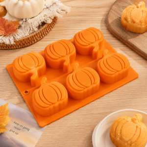 KECTTIO 1/2Pcs 3D Halloween Cake Mold Pumpkin Shape Flexible Pumpkin Baking Mold Easy Release Non-Stick Silicone Baking Mold Kitchen Bakeware