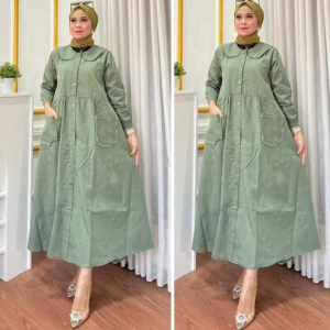 Gamis Jeans wash Pakaian muslim Wanita Hijab Terbaru Dan Midi dress muslim Termurah