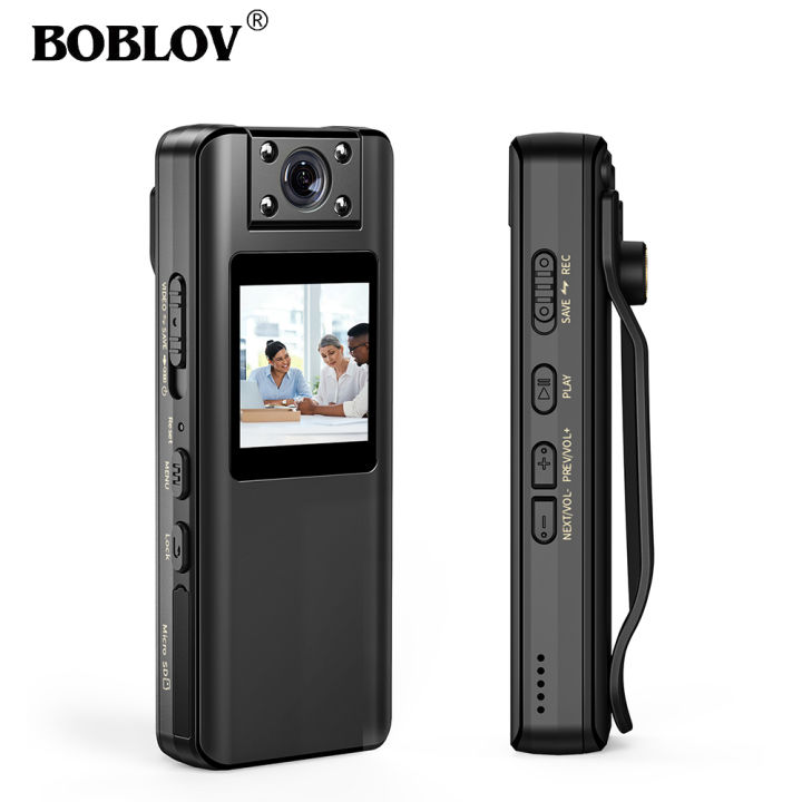 BOBLOV A23Pro Body Camera 180°Rotatable Lens 2K Mini Camera Portable Digital Video Recorder Police Body Cam Infrared Camcorder