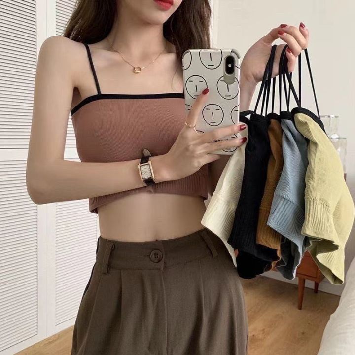 Poposy Korean Women's Bra Comfortable Outfit Sleevesless Tube New Crop Top  Tank and Camisoles Sando