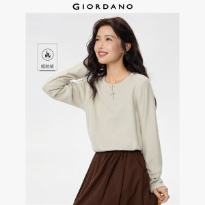 Giordano Women Polar fleece henley neck long sleeve t-shirt Free Shipping 05325815