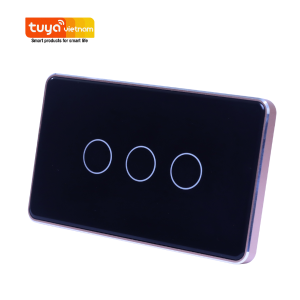 Công tắc cảm ứng thông minh wifi loại Đặc Biệt nút chạm lõm viền nhôm màu vàng