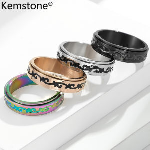 Kemstone Rotatable Celtic Vines Stainless Steel Male Spinner Ring Jewelry for Men