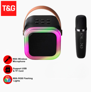 K12 Mini Portable Wireless Bluetooth Karaoke RGB Speaker Lossless Sound Quality with Wireless Microphone